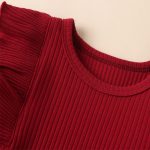 Fullfamous Baby Girl's 3pc Rib Frill Long Sleeve Romper and Pant Set - Image 5